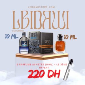 2 parfums achetés(10ml) le 3ème gratuit